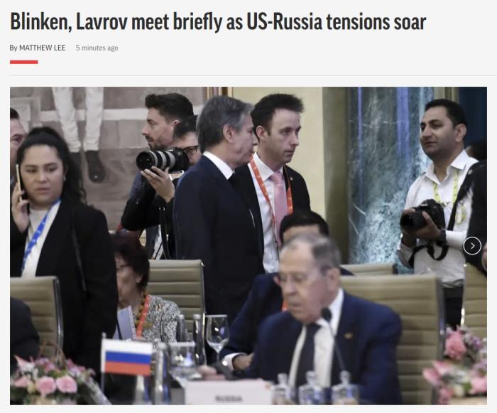 短暂会晤10分钟，美国务卿布林肯向俄外长提了三点
